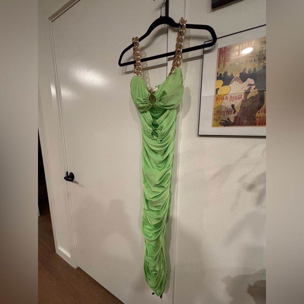 Bronx & Banco Nadia Midi dress in Neon Mint - Picture 4 of 5